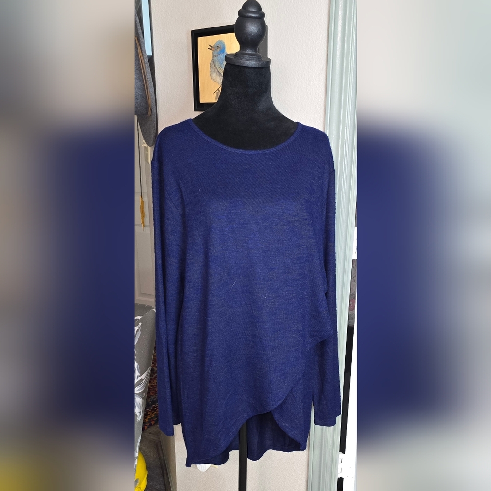 Yelete Deep Blue Asymetrical Knit Tunic (K)